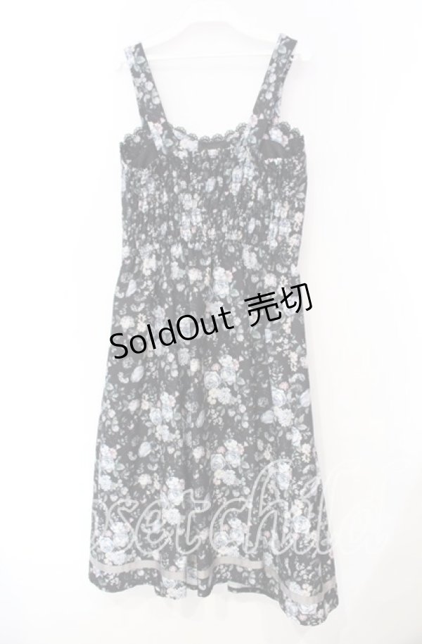 画像3: axes femme / ロマンティックローズ柄ジャンパースカート F クロ O-25-11-18-011-AX-OP-OW-OS (3)