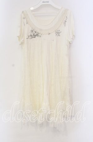 画像: GRAMM / ドールプリント半袖ワンピース  アイボリー O-25-11-18-101-HN-OP-IG-OS