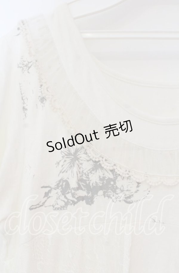 画像2: GRAMM / ドールプリント半袖ワンピース  アイボリー O-25-11-18-101-HN-OP-IG-OS (2)
