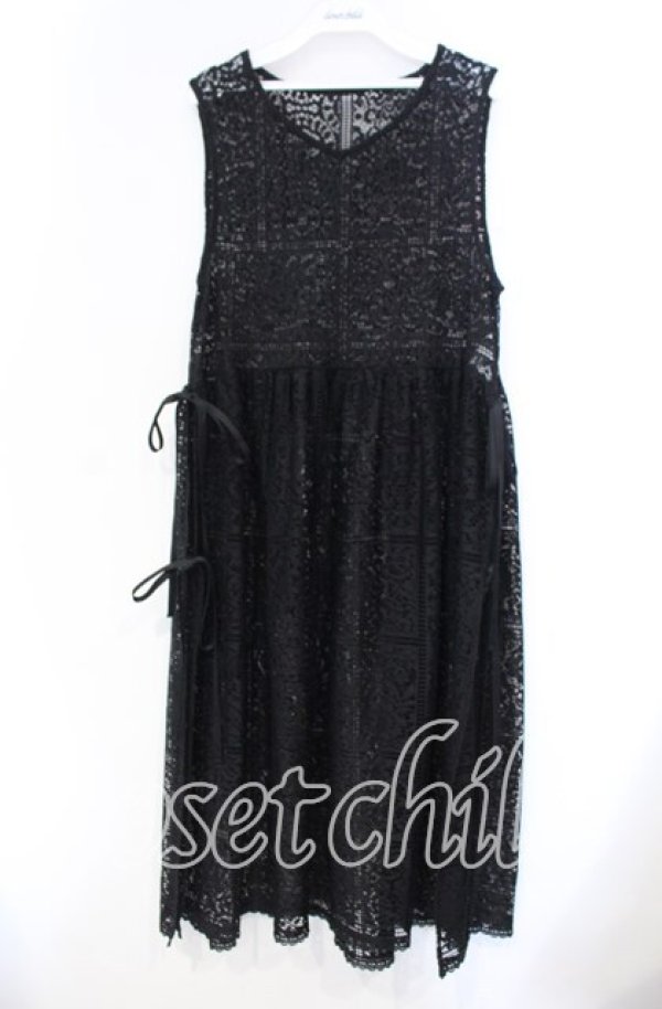 画像1: axes femme / サイドリボン総レースジレ F クロ O-25-11-18-012-AX-OP-OW-ZT011 (1)