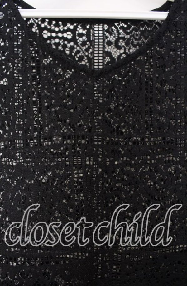 画像2: axes femme / サイドリボン総レースジレ F クロ O-25-11-18-012-AX-OP-OW-ZT011 (2)