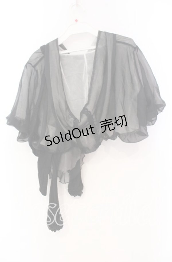 画像3: GRAMM / シースルーボレロ  ブラック×オフホワイト O-25-11-18-106-HN-TO-IG-OS (3)