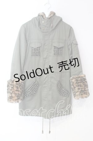 画像: JURY BLACK / レオパードボアミリタリーコート 1 カーキ O-25-11-18-107-GL-CO-YM-OS