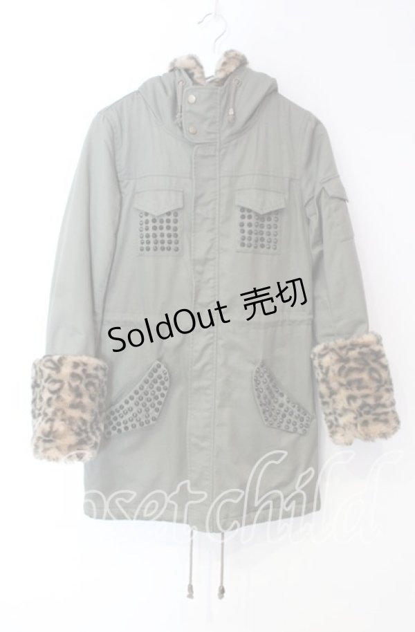 画像1: JURY BLACK / レオパードボアミリタリーコート 1 カーキ O-25-11-18-107-GL-CO-YM-OS (1)