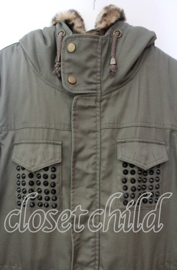 画像2: JURY BLACK / レオパードボアミリタリーコート 1 カーキ O-25-11-18-107-GL-CO-YM-OS (2)