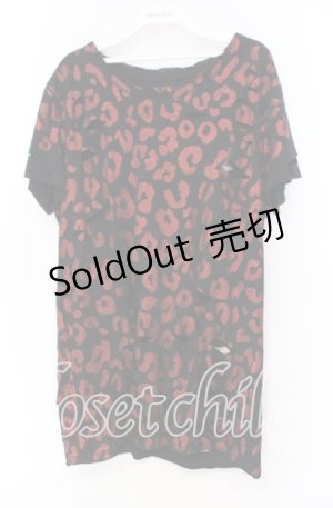 画像: JURY BLACK / グリッターレオパードオパールダメージTシャツ 1 レッドｘブラック O-25-11-18-110-GL-TS-YM-OS