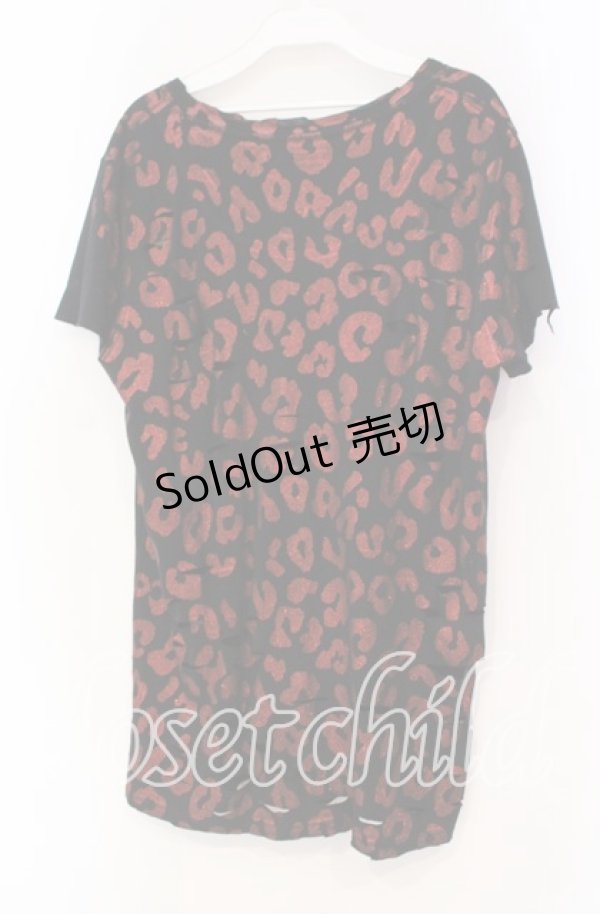 画像3: JURY BLACK / グリッターレオパードオパールダメージTシャツ 1 レッドｘブラック O-25-11-18-110-GL-TS-YM-OS (3)