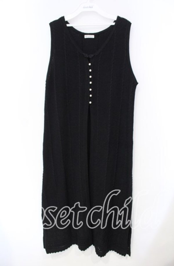 画像1: axes femme / チャイナ釦ロングニットジレ F クロ O-25-11-18-013-AX-TO-OW-ZT257 (1)