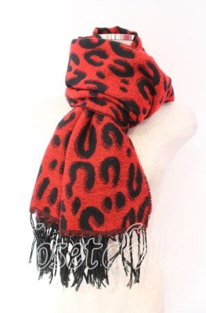 画像: JURY BLACK / レオパードマフラー  レッドｘブラック O-25-11-18-113-GL-ZA-YM-OS