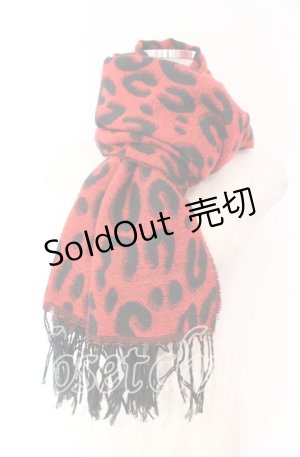 画像: JURY BLACK / レオパードマフラー  レッドｘブラック O-25-11-18-113-GL-ZA-YM-OS