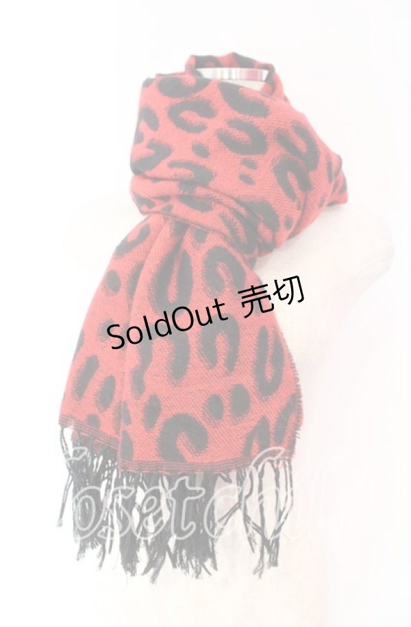 画像1: JURY BLACK / レオパードマフラー  レッドｘブラック O-25-11-18-113-GL-ZA-YM-OS (1)