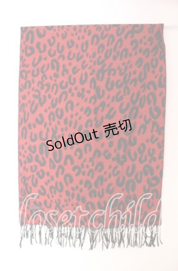 画像2: JURY BLACK / レオパードマフラー  レッドｘブラック O-25-11-18-113-GL-ZA-YM-OS (2)