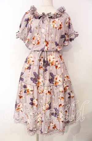 画像: PINK HOUSE / リボンブーケプリントミディワンピース  ラベンダー O-25-11-18-017-LO-OP-OW-OS