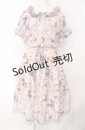 画像: PINK HOUSE / リボンブーケプリントミディワンピース  ラベンダー O-25-11-18-017-LO-OP-OW-OS