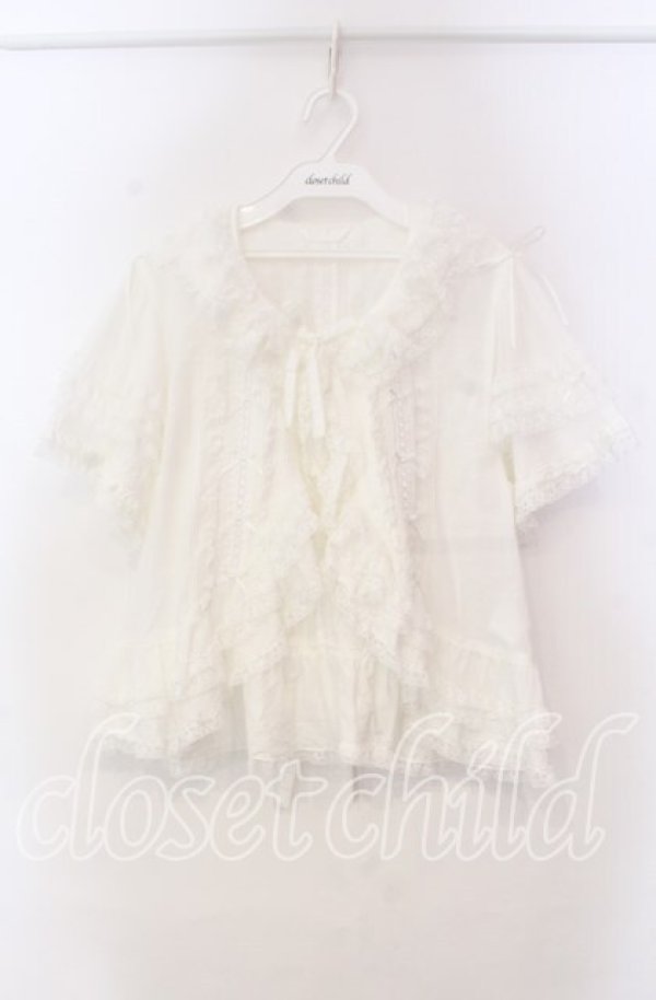 ピンクハウス レース使いボレロ風 ブラウス シロ PINK HOUSE / レース使いボレロ風ブラウス シロ O-25-11-18-018-LO-BL