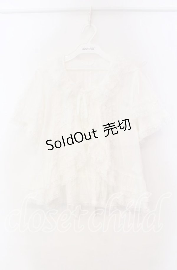 画像1: PINK HOUSE / レース使いボレロ風ブラウス  シロ O-25-11-18-018-LO-BL-OW-OS (1)