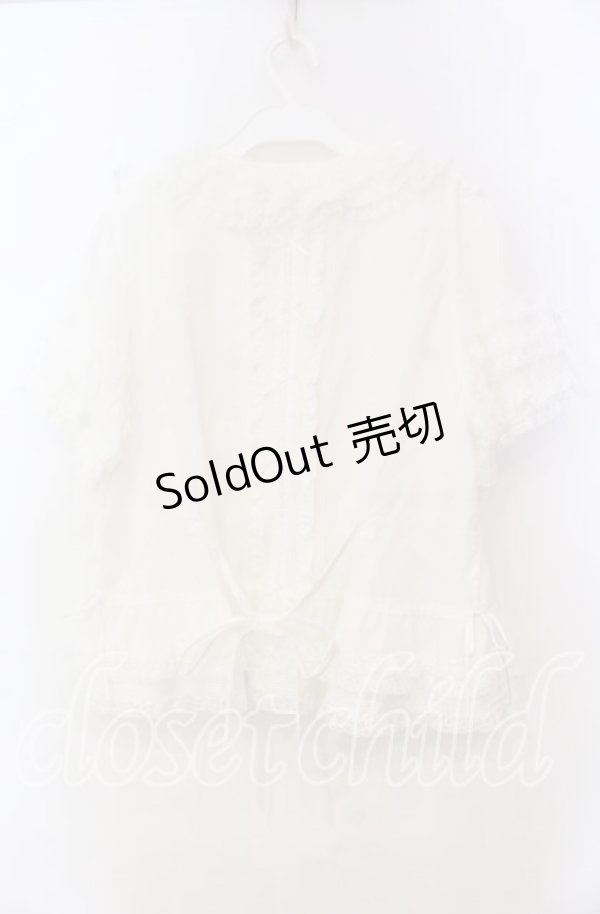 画像4: PINK HOUSE / レース使いボレロ風ブラウス  シロ O-25-11-18-018-LO-BL-OW-OS (4)