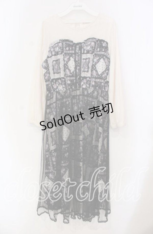 画像1: axes femme POETIQUE / パッチワーク柄×チュールワンピース M クロ O-25-11-18-003-AX-OP-OW-ZT262 (1)