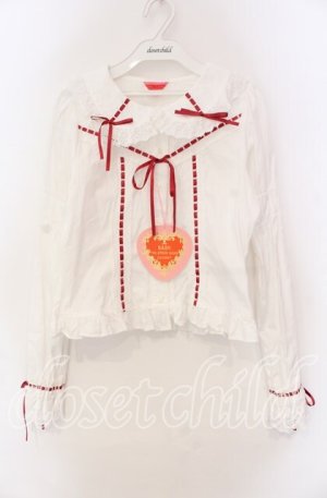 画像: BABY,THE STARS SHINE BRIGHT / 小さな子猫の魔女さんブラウス  オフ白×えんじ O-25-11-18-023-BA-BL-OW-OS