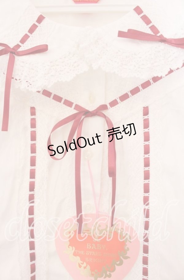 画像2: BABY,THE STARS SHINE BRIGHT / 小さな子猫の魔女さんブラウス  オフ白×えんじ O-25-11-18-023-BA-BL-OW-OS (2)