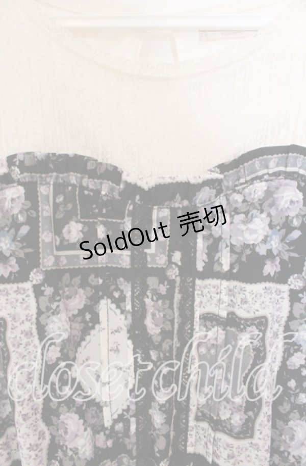 画像2: axes femme POETIQUE / パッチワーク柄×チュールワンピース M クロ O-25-11-18-003-AX-OP-OW-ZT262 (2)