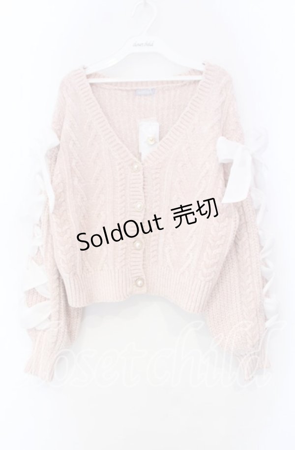 画像1: axes femme POETIQUE / レースアップモールニットカーディガン M ピンク O-25-11-18-025-AX-TO-OW-OS (1)