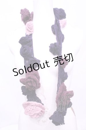 画像: INGEBORG / フラワーニットストール  パープル O-25-11-20-1048-LO-ZA-IG-OS