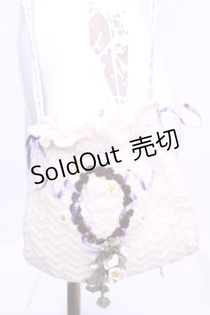 画像: PINK HOUSE / フラワーリースニットポシェット  オフ×ラベンダー O-25-11-20-1028-LO-BG-IG-OS