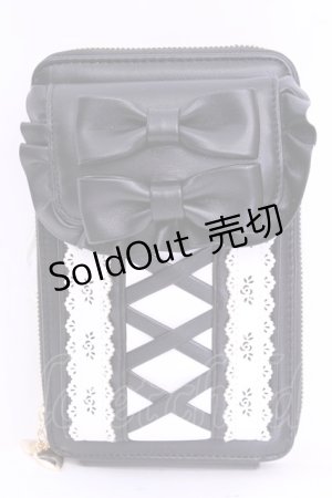 画像: Chalmiere / ガーリーリボンマルチポシェット  クロ×シロ O-25-11-20-1031-LO-BG-OW-ZT1123Q