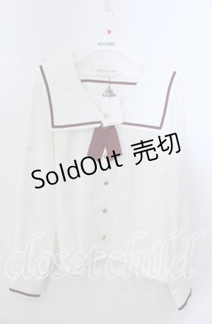 画像: Amavel / クロスタイ風ブローチブラウス  シロ×ワイン O-25-11-21-034-CA-BL-IG-OS