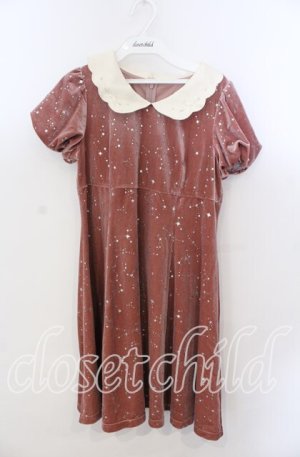 画像: Secret Honey / ラメ星座柄ベロアワンピース  ピンク O-25-11-21-040-CA-OP-IG-OS