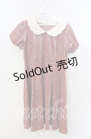 画像: Secret Honey / ラメ星座柄ベロアワンピース  ピンク O-25-11-21-040-CA-OP-IG-OS