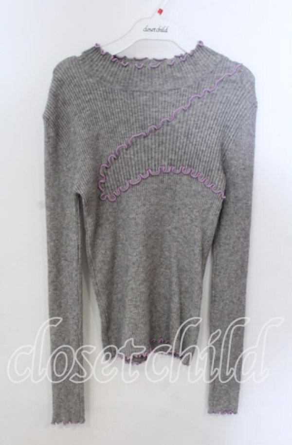 画像1: merry jenny / ランダムメロウリブニット  グレー O-25-11-21-042-LO-TO-IG-ZT522 (1)