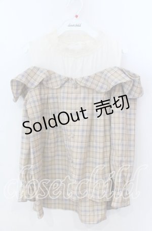 画像: 【SALE】axes femme POETIQUE / オフショルレイヤード風シャツ Ｍ ベージュ×アイボリー O-25-11-21-043-AX-TO-IG-ZT014