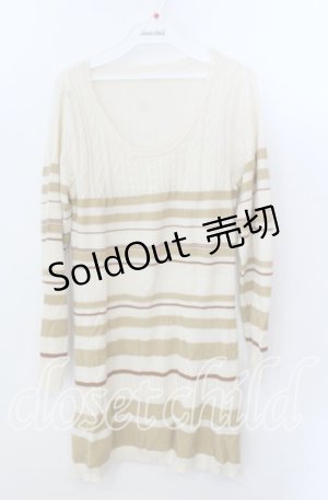 画像: axes femme / ボーダーニットチュニック  アイボリー×イエロー O-25-11-21-046-AX-TO-IG-OS