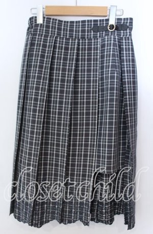 画像: axes femme / ウエストベルトチェックプリーツ変形スカート  グレー O-25-11-21-018-AX-SK-IG-OS