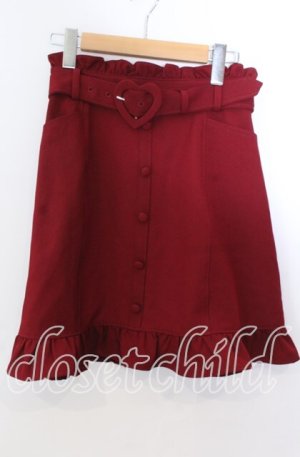 画像: Secret Honey / ハートバックルフレアースカート  アカ O-25-11-21-024-CA-SK-IG-OS