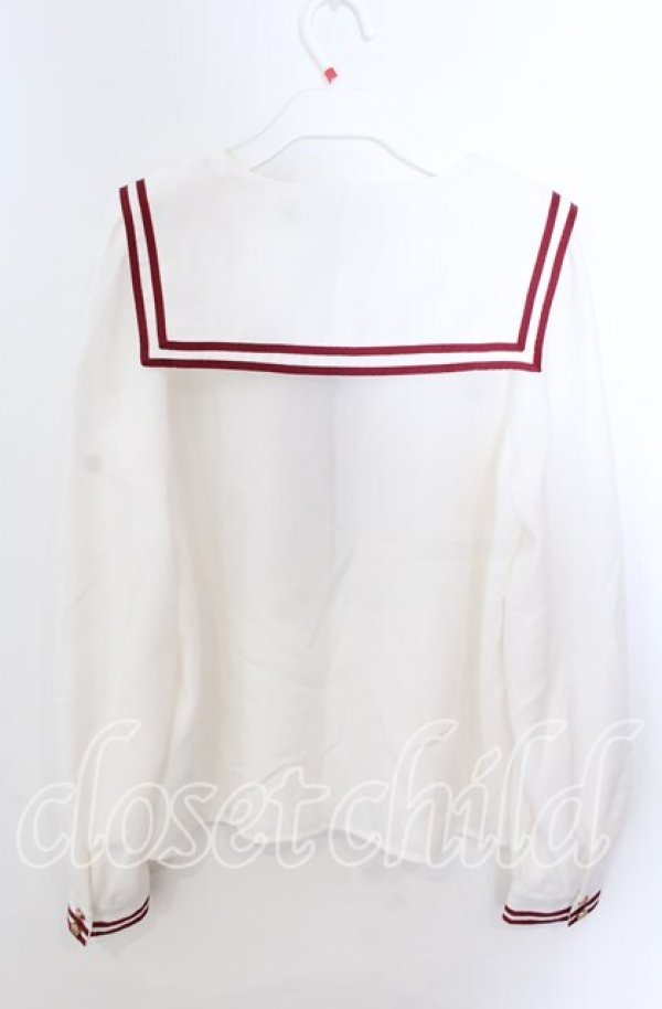 画像3: Amavel / セーラープルオーバーブラウス  シロ×アカ O-25-11-21-029-CA-BL-IG-OS (3)