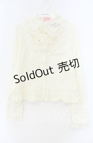 画像: Angelic Pretty / ロゴ刺繍レースジャボブラウス  イエロー O-25-11-22-030-AP-BL-IG-OS