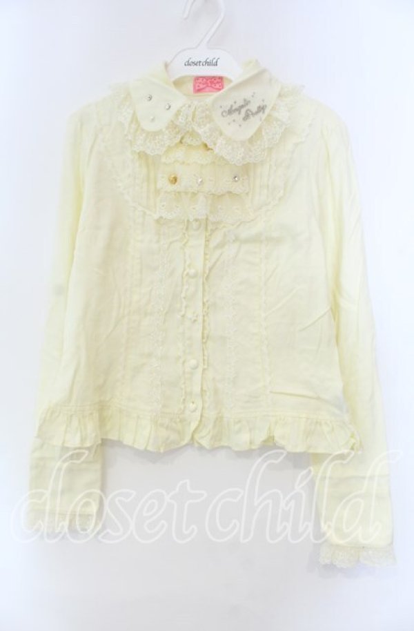 画像1: Angelic Pretty / ロゴ刺繍レースジャボブラウス  イエロー O-25-11-22-030-AP-BL-IG-OS (1)