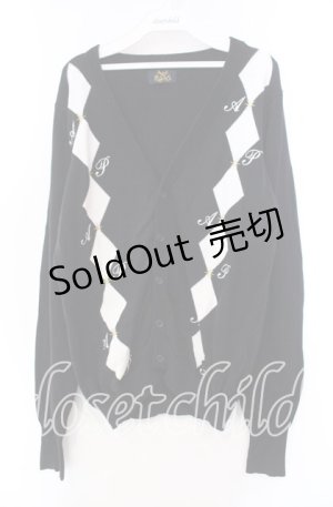 画像: ALICE and the PIRATES / A/Pダイヤ柄カーディガン  ブラック O-25-11-22-031-PA-TO-IG-OS