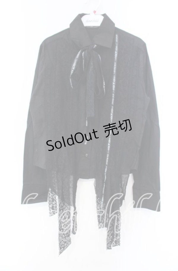 画像1: h.naoto Blood / オリジナルリボン異素材ブラウス  ブラック O-25-11-22-032-HN-BL-IG-OS (1)