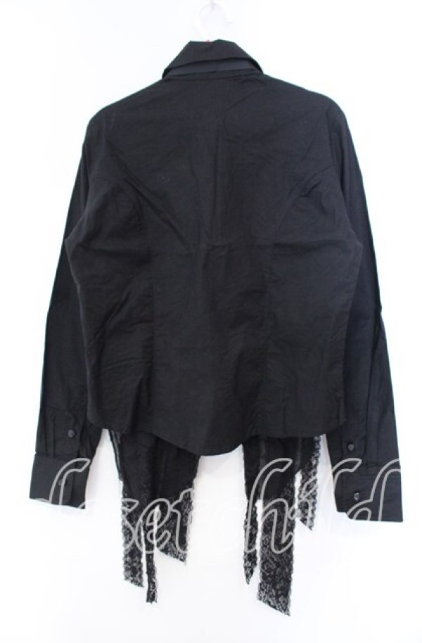 h.naoto Blood / オリジナルリボン異素材ブラウス ブラック O-25-11-22