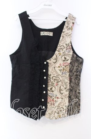 画像: GRAMM / ゴブラン切替ベスト  ブラック×ベージュ O-25-11-22-036-HN-JA-IG-OS