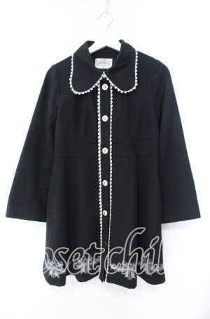 画像: FRILL / リボンプリントコート  ブラック O-25-11-22-037-HN-CO-IG-OS