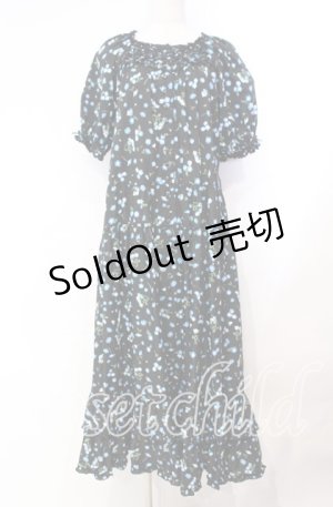 画像: PINK HOUSE / ネモフィラプリントワンピース  クロ×ブルー O-25-11-22-043-LO-OP-IG-OS