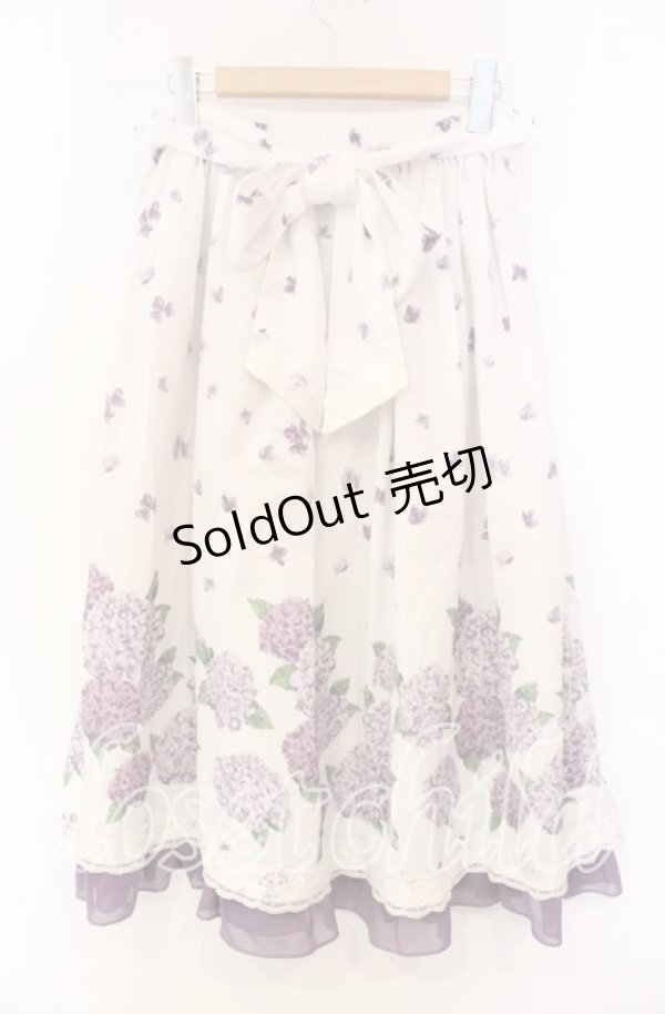 画像3: axes femme / 紫陽花パネル柄スカート  シロ O-25-11-22-045-AX-SK-IG-ZT1202W (3)