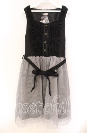 画像: axes femme / チュール重ねノースリワンピース M クロ O-25-11-22-058-AX-OP-OW-OS