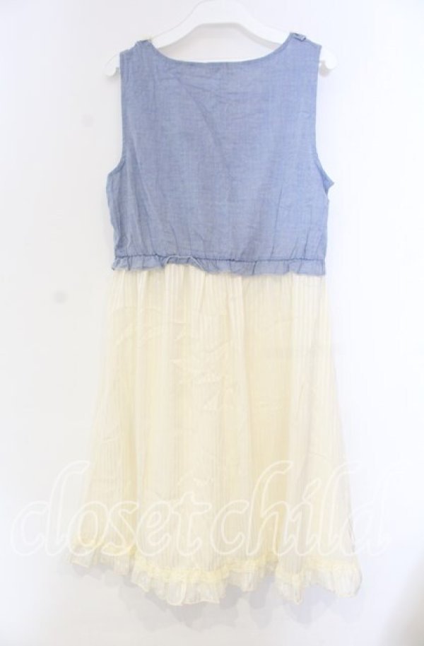 画像3: axes femme / ストライプシフォンベビードールワンピース M サックス×キナリ O-25-11-22-060-AX-OP-OW-ZT518 (3)