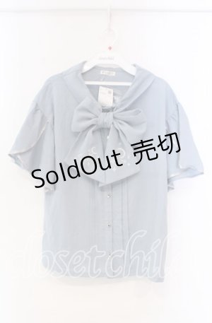 画像: 【SALE】axes femme / 夏の星空刺繍ボウタイブラウス M サックス O-25-11-22-062-AX-BL-OW-ZT272